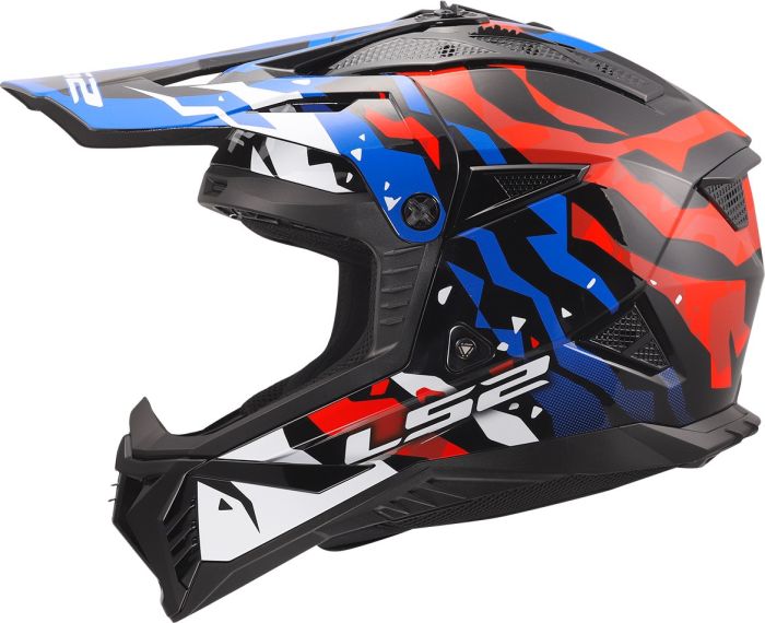Мотошолом LS2 MX708 Fast 2 Grotesk White Blue Red