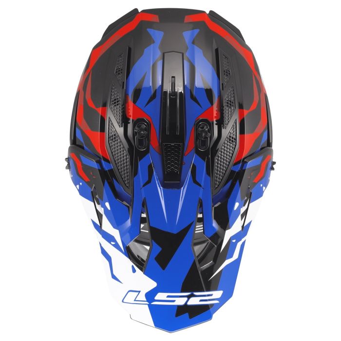 Мотошолом LS2 MX708 Fast 2 Grotesk White Blue Red