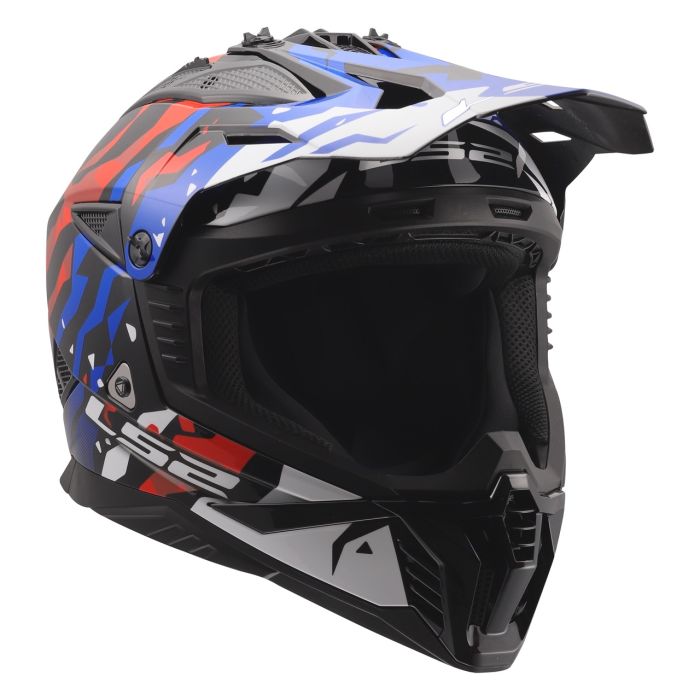 Мотошолом LS2 MX708 Fast 2 Grotesk White Blue Red