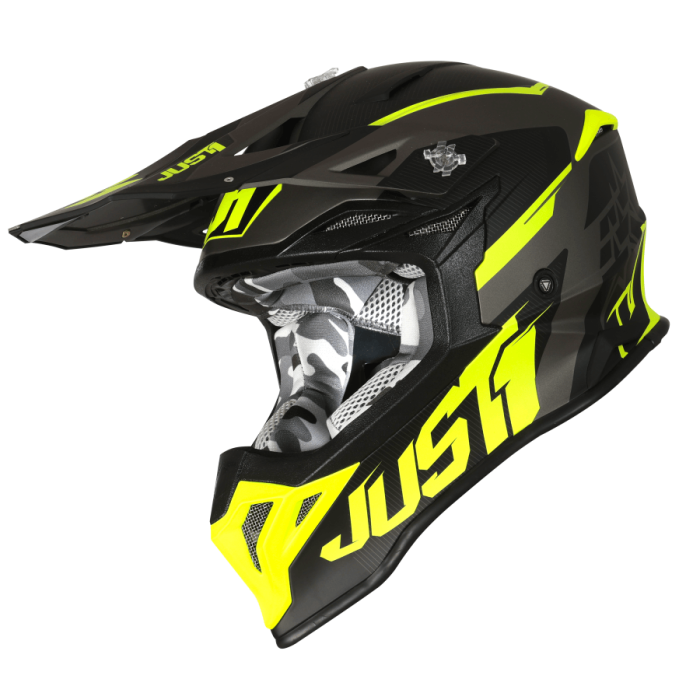 Мотошолом Just1 J39 Stars Black Fluo Yellow Titanium