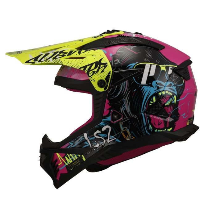 Мотошолом LS2 MX708 Fast 2 Gorilla Purple H-V Yellow