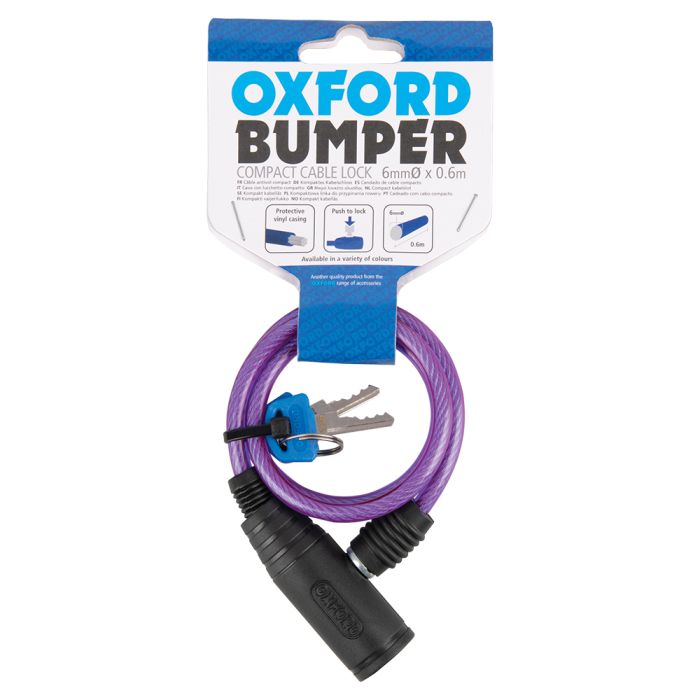 Трос протиугінний Oxford Bumper cable lock Purple 6mm x 600mm