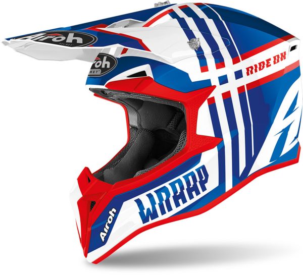 Мотошолом Airoh Wraap Broken Blue/Red Gloss