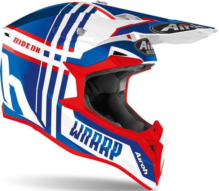 Мотошолом Airoh Wraap Broken Blue/Red Gloss