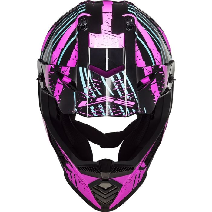 Мотошолом LS2 MX437 Fast Evo Verve Black Fluo Pink