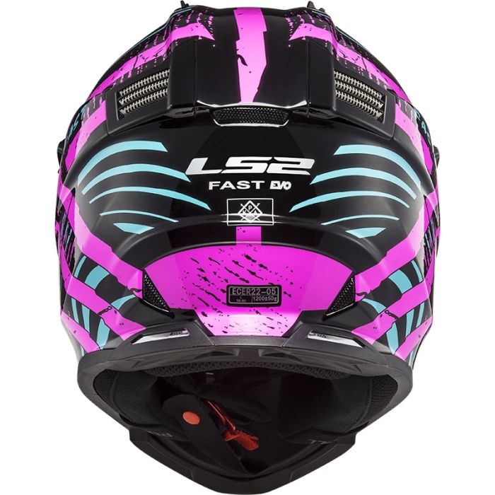Мотошолом LS2 MX437 Fast Evo Verve Black Fluo Pink