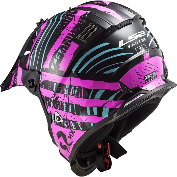 Мотошолом LS2 MX437 Fast Evo Verve Black Fluo Pink