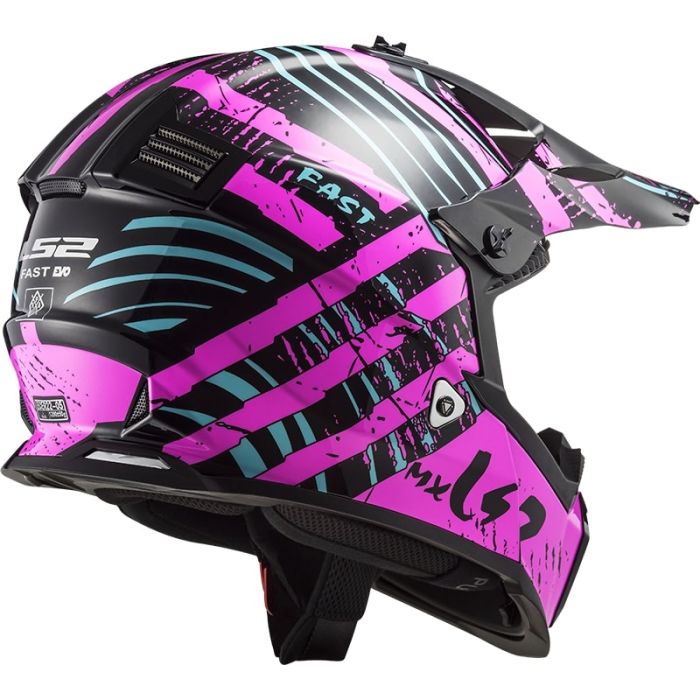 Мотошолом LS2 MX437 Fast Evo Verve Black Fluo Pink