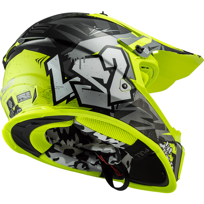 Мотошолом LS2 MX437 Fast Evo Crusher Black Hi-Vis Yellow