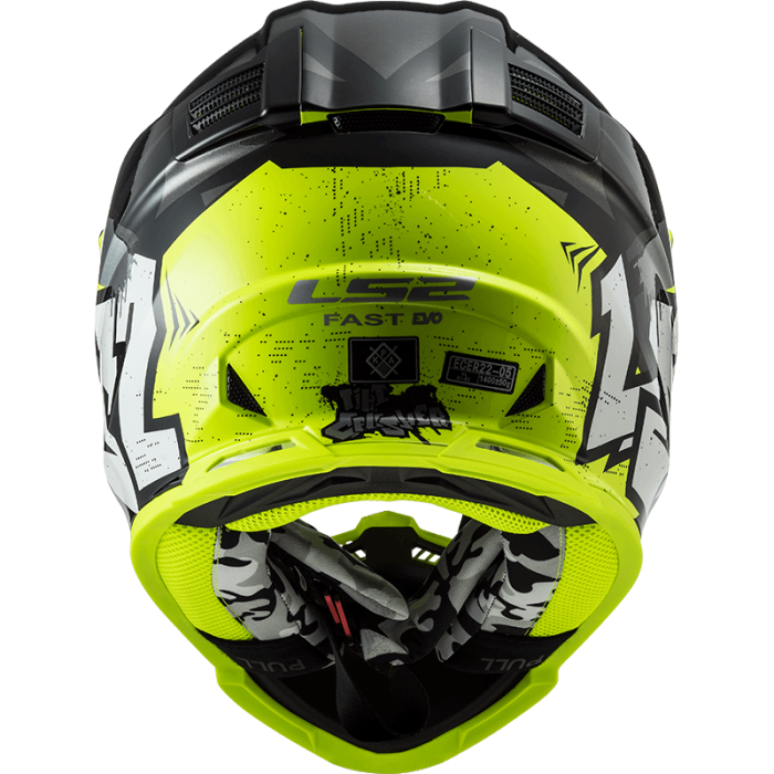 Мотошолом LS2 MX437 Fast Evo Crusher Black Hi-Vis Yellow