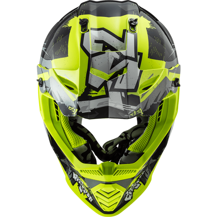 Мотошолом LS2 MX437 Fast Evo Crusher Black Hi-Vis Yellow