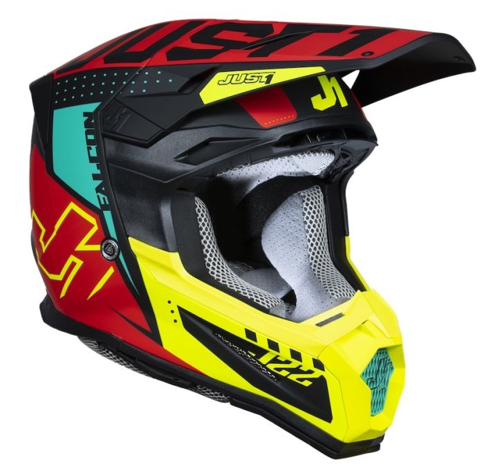 Мотошолом Just1 J22-F Falcon Fluo Red Yellow Black