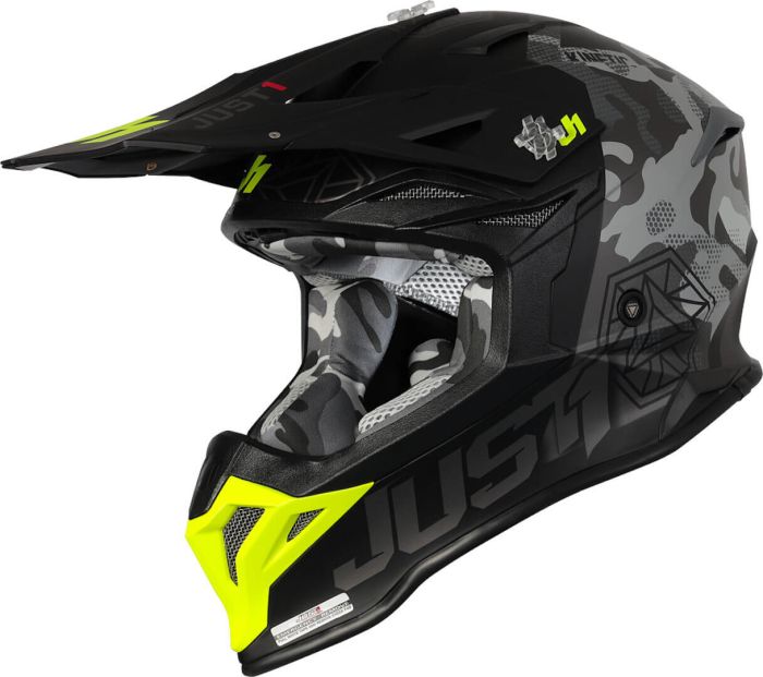 Мотошолом Just1 J39 Kinetic Camo Fluo Yellow Red Black - Matt