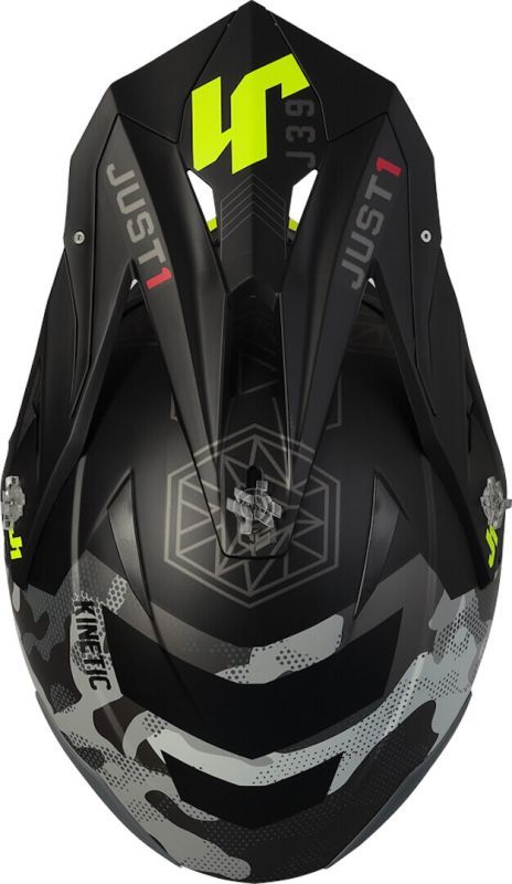 Мотошолом Just1 J39 Kinetic Camo Fluo Yellow Red Black - Matt