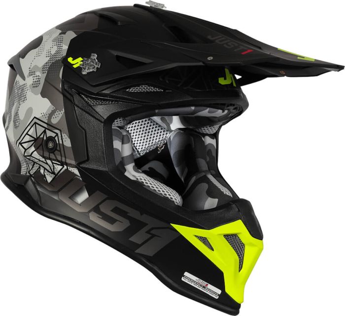 Мотошолом Just1 J39 Kinetic Camo Fluo Yellow Red Black - Matt