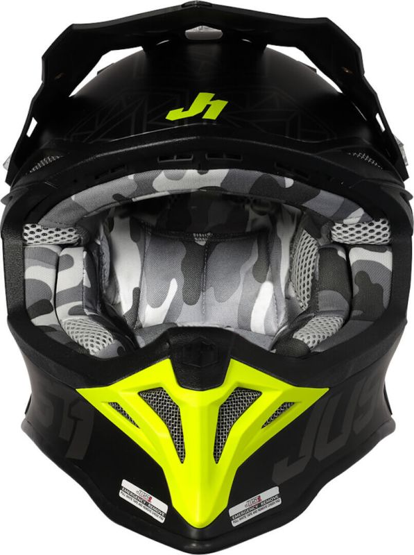 Мотошолом Just1 J39 Kinetic Camo Fluo Yellow Red Black - Matt