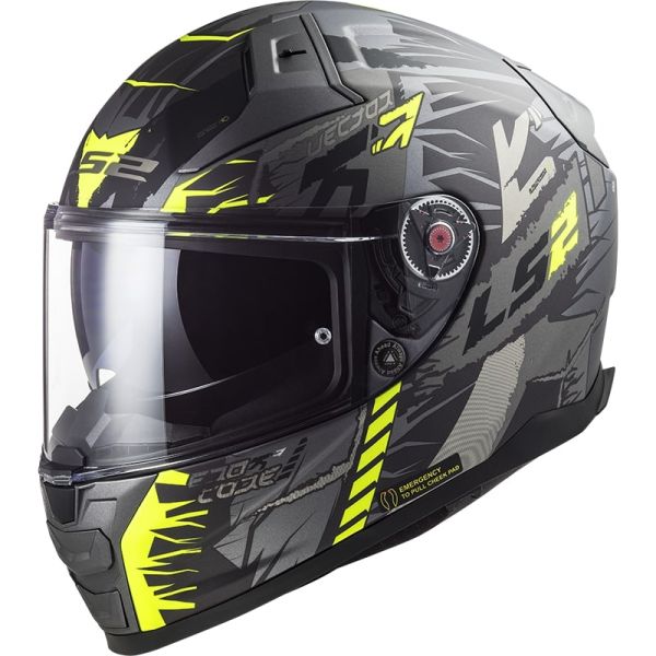 Мотошолом LS2 FF811 Vector 2 Techbot Matt Titanium Hi-Vis Yellow