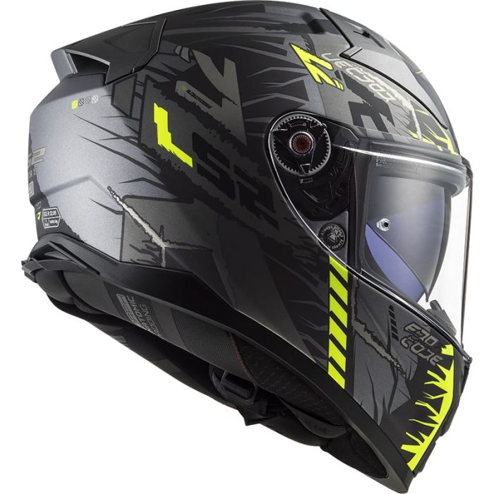 Мотошолом LS2 FF811 Vector 2 Techbot Matt Titanium Hi-Vis Yellow