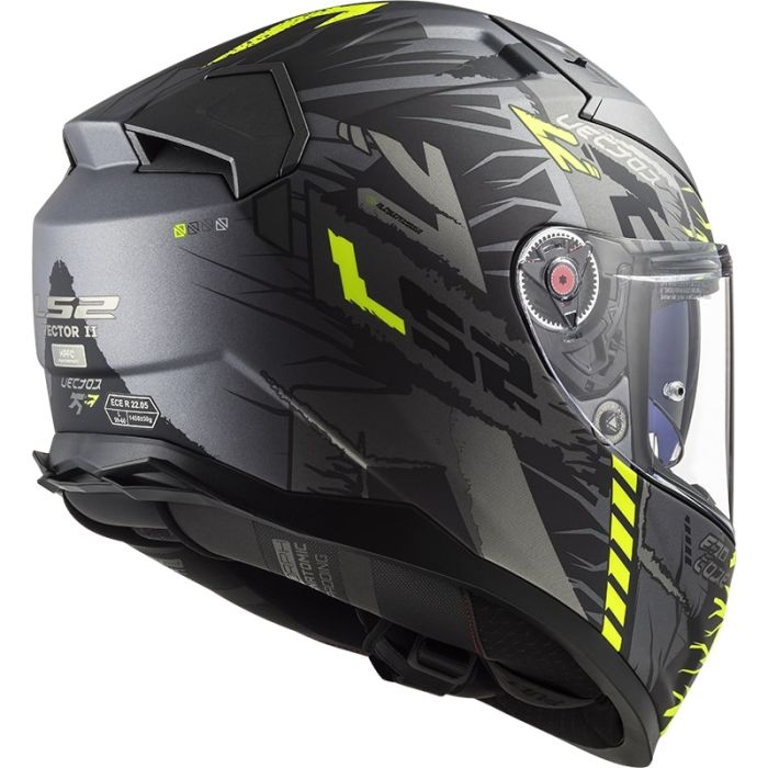 Мотошолом LS2 FF811 Vector 2 Techbot Matt Titanium Hi-Vis Yellow