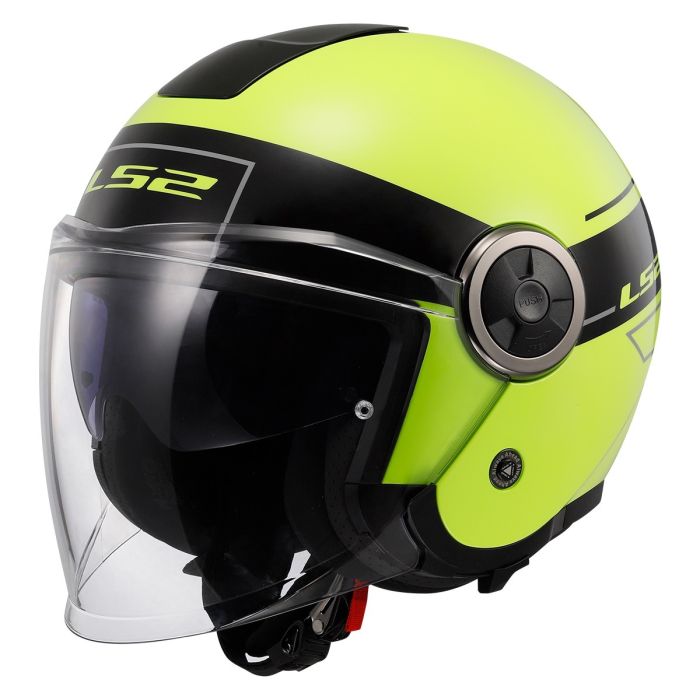 Мотошолом відкритий LS2 OF620 Classy Classic Black Hi-Vis Yellow