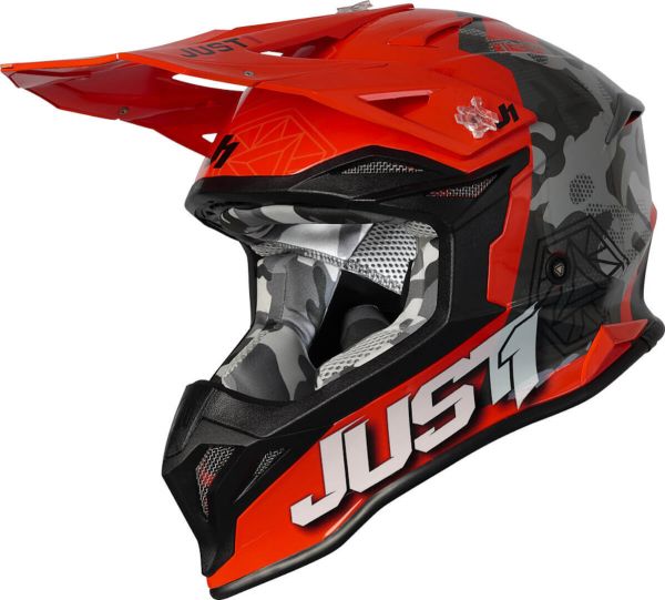 Мотошолом Just1 J39 Kinetic Camo Grey Red Fluo Orange