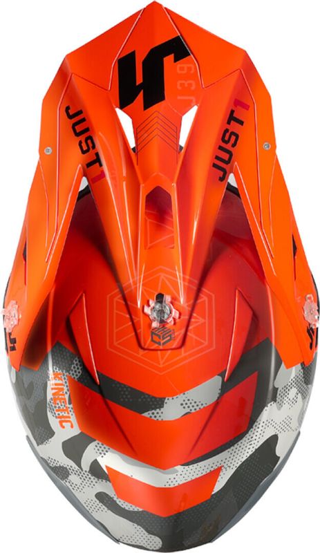 Мотошолом Just1 J39 Kinetic Camo Grey Red Fluo Orange