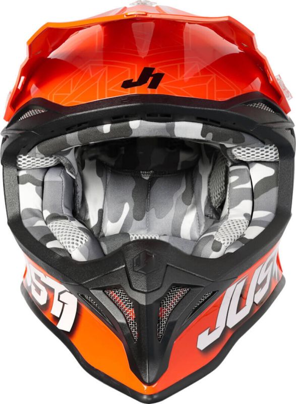 Мотошолом Just1 J39 Kinetic Camo Grey Red Fluo Orange
