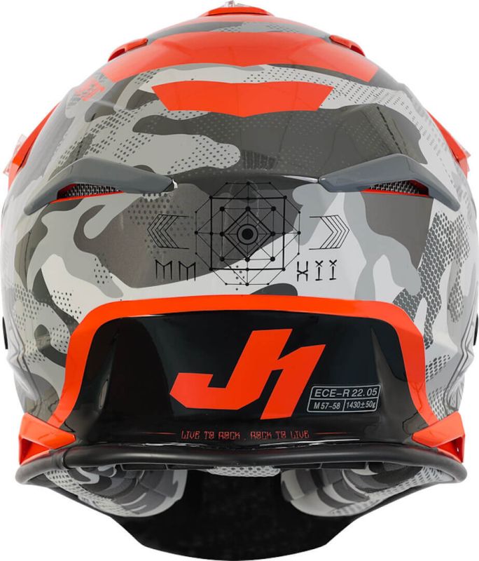 Мотошолом Just1 J39 Kinetic Camo Grey Red Fluo Orange
