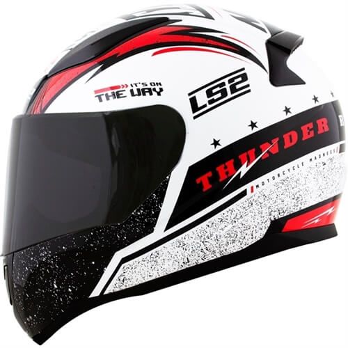Мотошолом LS2 FF353 Rapid Thunder Gloss White Black Red