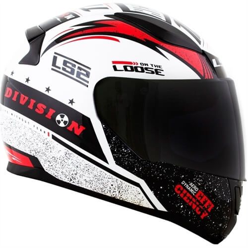 Мотошолом LS2 FF353 Rapid Thunder Gloss White Black Red