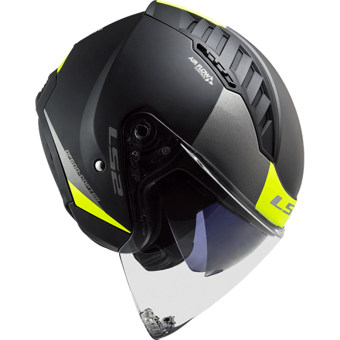 Мотошолом LS2 OF600 Copter Urbane Matt Black H-V Yellow