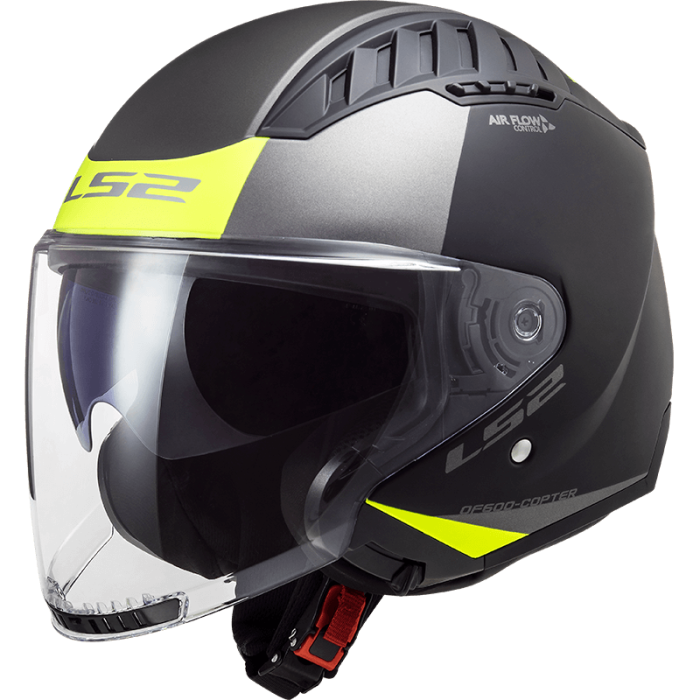 Мотошолом LS2 OF600 Copter Urbane Matt Black H-V Yellow