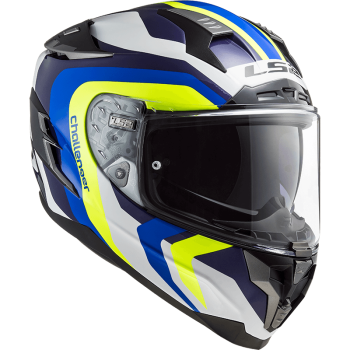 Мотошолом LS2 FF327 Challenger Galactic White Yelllow Blue