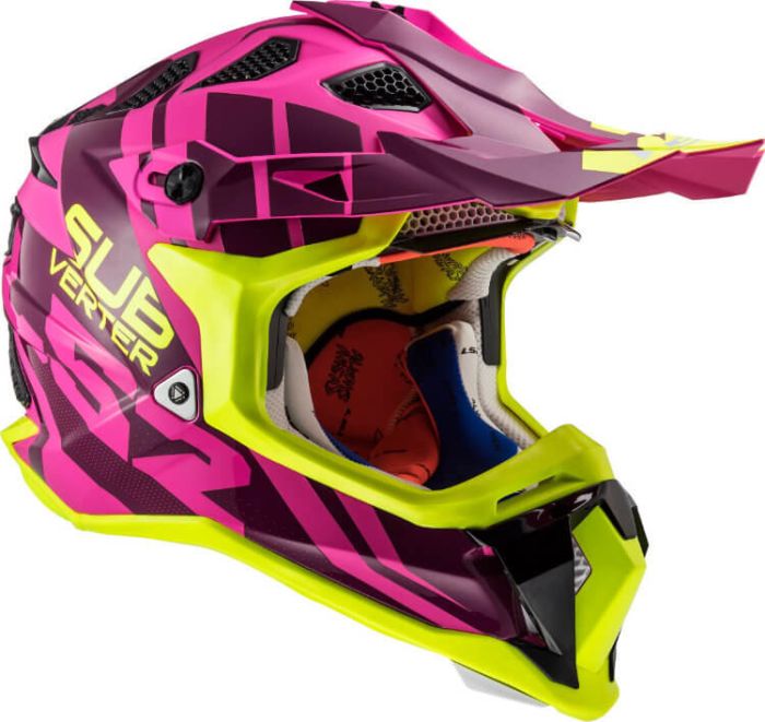 Мотошолом LS2 MX470 Subverter Troop Matt Pink Hi-Vis Yellow